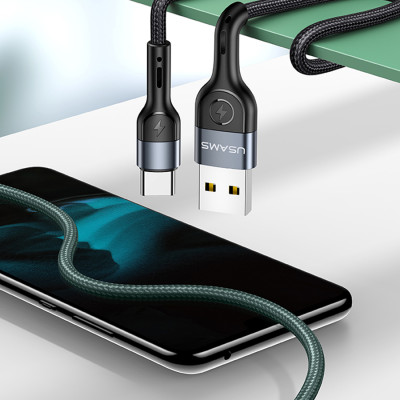 Dây Cáp sạc nhanh và truyền dữ liệu bọc dù USAMS US-SJ449 chuẩn kết nối Type-C dài 1m, hàng chính hãng