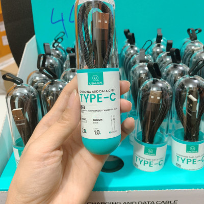 Dây Cáp sạc nhanh và truyền dữ liệu bọc dù USAMS US-SJ449 chuẩn kết nối Type-C dài 1m, hàng chính hãng