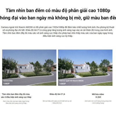 Camera ngoài trời Xiaomi AW200 1080P Bảo hành 24 tháng - Hàng Chính Hãng