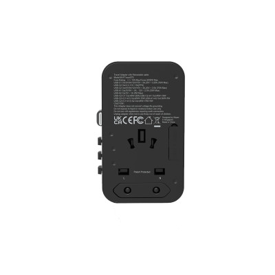 Củ sạc du lịch đa năng Mazer InfiniteTravel LinkIF Travel370 PD70W Gan có cáp USB C tích hợp - Hàng Chính Hãng