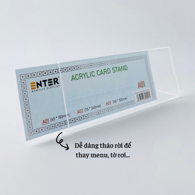 Biển chức danh, Bảng tên để bàn, Kệ mica chức vụ 1 mặt Enter A02 240x75mm trung (20)