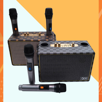 Loa Bluetooth Karaoke  QIXI SK-2036 , Tặng Kèm 2 Micro Không Dây Cao Cấp , Hát Karaoke Nghe Nhạc Bass mạnh -Hàng Chính Hãng