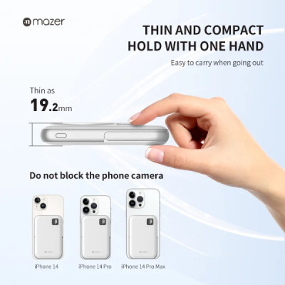 Pin Dự Phòng Không Dây MAZER MagAir16 10000mAh Smallest Có Nam Châm Từ Tính Đèn Tích Hợp Chân Đứng Bảo Hành 2 Năm Hàng Chính Hãng