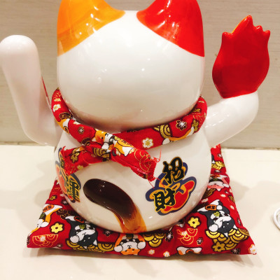 Tượng Mèo Thần Tài vẫy tay chiêu tài lộc 23cm bằng gốm sứ, mẫu giao ngẫu nhiên- Hàng chính hãng