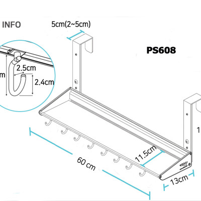 Kệ để đồ treo đồ thông minh trên vách ngăn Wellex PS608