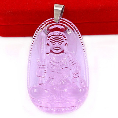 Mặt phật Bất Động Minh Vương thủy tinh tím 3.6cm - phật bản mệnh tuổi Dậu - mặt phật size nhỏ