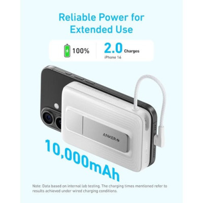 Pin sạc dự phòng Anker Magnetic Zolo 1C 10000mAh 15W tích hợp cáp Type-C - Hàng Chính Hãng