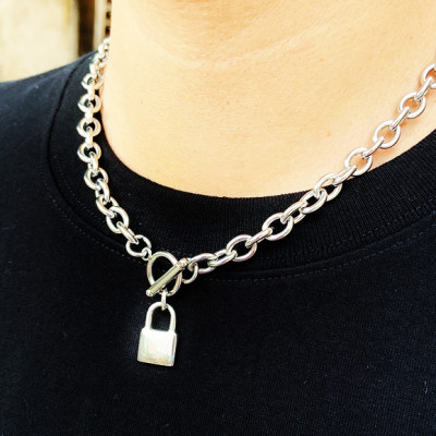 Set vòng tay và vòng cổ chain titan bản đại khoá phong cách đường phố