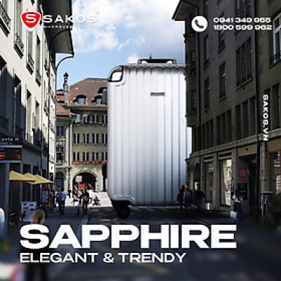 Vali Kéo Nhựa Du Lịch SAKOS SAPPHIRE Khung Nhôm Z22 - Size S (20inch)/ Xách Tay (Cabin) - Khóa TSA - Nhựa PC