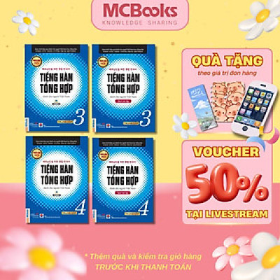 Sách - Tiếng Hàn Tổng Hợp Dành Cho Người Việt Nam - Trung Cấp 3 + 4 - Sách Bài Học + Bài Tập - Bản Màu - Combo 4 Cuốn - MCBooks