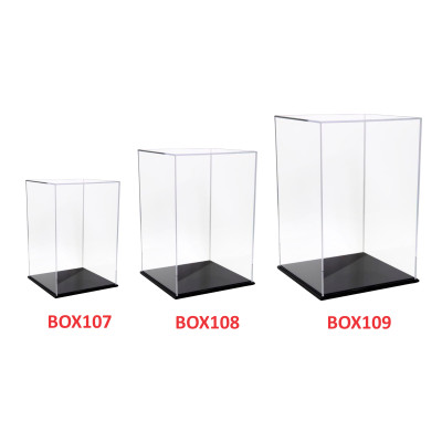 Hộp mica Enter BOX107 10x10x15cm mica dày 2mm, đế đen 5mmx2 chữ nhật đứng, Hộp trưng bày mô hình, Hộp mica trong chống bụi
