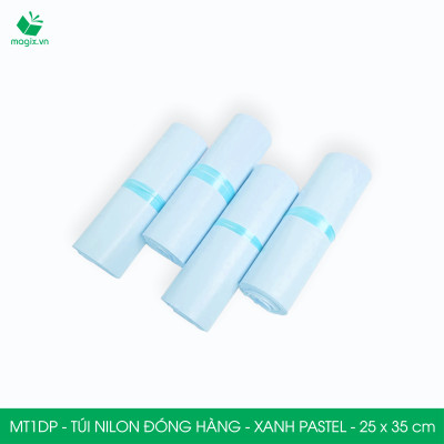 MT1DP - 25x35 cm  - Túi nilon gói hàng - 200 túi niêm phong đóng hàng màu xanh pastel