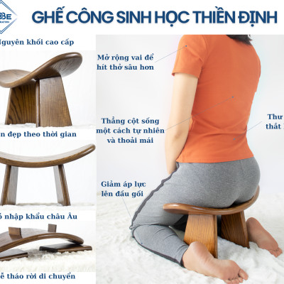 Ghế Công Sinh Học Thiền Định Gỗ Đặc Cao Cấp Nhập Khẩu – Đa Năng: Thư Giãn, Làm Việc, Đọc Sách, Tốt Cho Sức Khỏe
