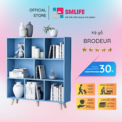 Giá sách bằng gỗ trang trí gia đình SMLIFE Brodeur