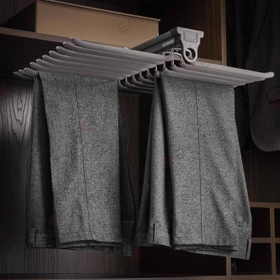 Phụ kiện của tủ áo (Giá vắt quần âu ray giảm chấn dòng Grey thương hiệu Gerari)