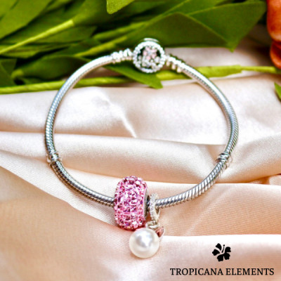 Vòng Tay Tropicana Phối Charm Swarovski Pha Lê Thỏ Xinh Lấp Lánh Ánh Hồng