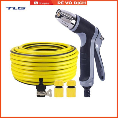 Bộ dây và vòi xịt rửa xe tưới cây tăng áp 20m (cút nhựa nối nhựa đen) 206817