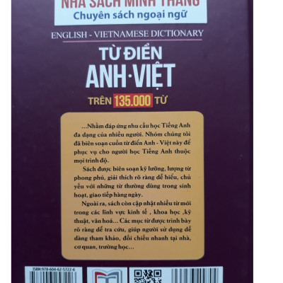 Sách - Từ Điển Anh - Việt Trên 135000 Từ (Bản in màu đặc biệt Có thêm 10000 từ mới)