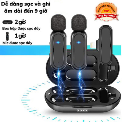 Mic thu âm livestream video K61 Micro thu âm không dây cài áo, cầm tay,khử tiếng ồn tối đa khoảng cách thu âm 20m-Hàng chính hãng