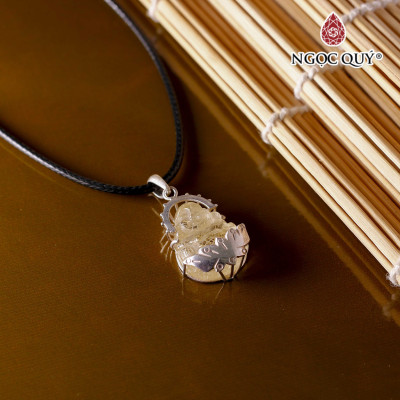 Mặt dây chuyền phật di lặc tóc vàng bọc bạc 22x17mm mệnh thủy, kim - Ngọc Quý Gemstones