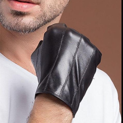 Găng tay nam lái xe BHY8861 Găng tay hở ngón, Bao tay phượt, da cừu thật, đeo 4 mùa.