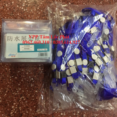 SỈ 50 BỘ THẺ ĐEO NHÂN VIÊN 108 (ngang) + dây đeo thẻ lụa móc nhựa (LOẠI ĐẸP)