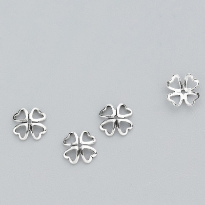 Combo 14 cái charm bạc chụp hạt, bọc hạt họa tiết cỏ 4 lá - Ngọc Quý Gemstones