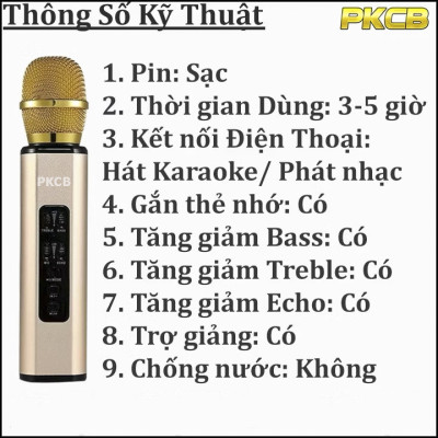 Micro karaoke kèm Loa bluetooth nhập khẩu cao Cấp Cắm thẻ nhớ 3 trong 1 Hàng chính hãng