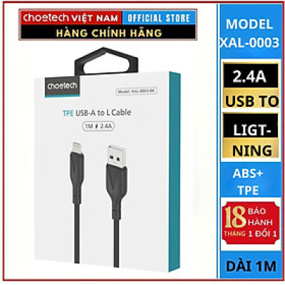 Cáp sạc  Choetech XAL-0003 nhanh và truyền dữ liệu Usb to Light-ning 2.4A(Hàng chính hãng)