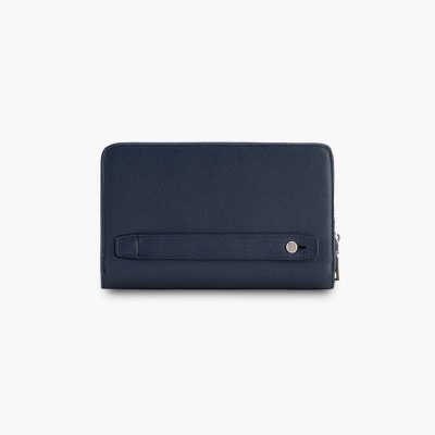 Ví Cầm Tay Nam Gence 2 Khoá Da Bò Taiga HT20 Màu Xanh