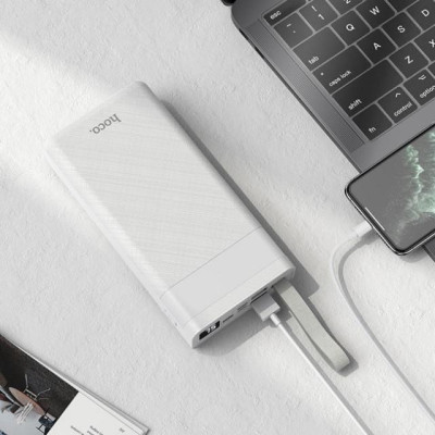 Pin sạc dự phòng Hoco J73 Powerful 30000mAh 2 cổng input, 3 cổng output, đèn pin siêu sáng - Hàng chính hãng
