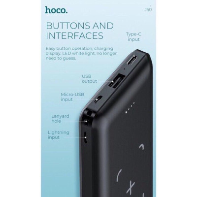 Sạc dự phòng không dây 10000mah Hoco J50 - Hàng chính hãng
