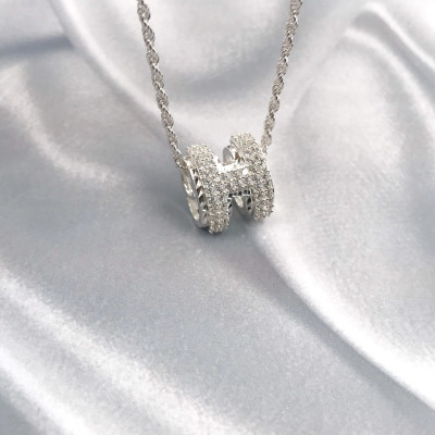 Dây Chuyền Vòng Cổ Bạc Chuẩn 925 Xoắn Kép Chữ H Phay Máy Sang Trọng Sáng Đẹp BẠC HIỂU MINH DMD456