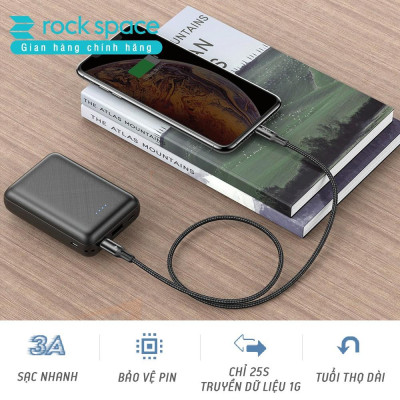 Dây Sạc Rockspace R2 dành cho Ip sạc nhanh PD 18W ,dây dù - Hàng chính hãng