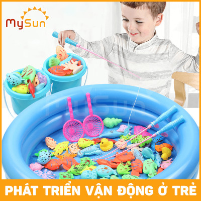 Bộ đồ chơi bể phao cần câu bắt cá nam châm cho bé loại mini - to cỡ lớn MySun