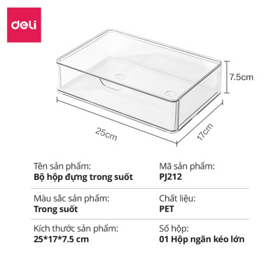 Khay Đựng Đồ Đa Năng Để Bàn Deli - Hộp Đựng Đồ Dùng Học Tập Văn Phòng Phẩm Trong Suốt - Nhiều Ngăn Có Nắp Đậy