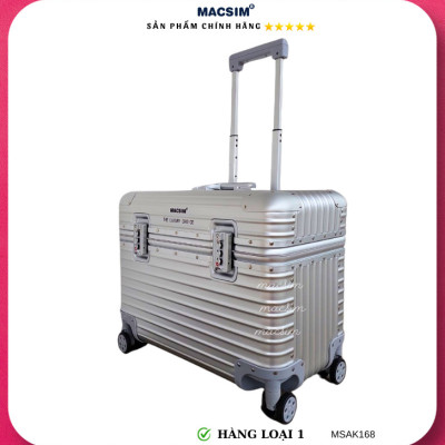 Vali hợp kim nhôm nguyên khối cao cấp Macsim Aksen hàng loại 1 MSAK168 Nhãn hiệu Macsim cao cấp 17 inches màu gold- bạc
