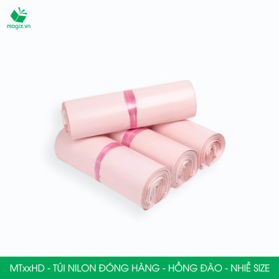Combo 100 túi nilon gói hàng - túi niêm phong đóng hàng màu hồng đào - NHIỀU KÍCH THƯỚC