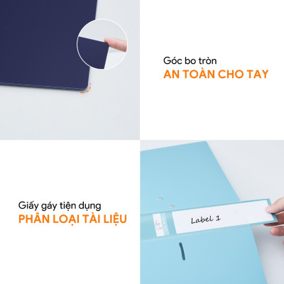 Bìa còng bật A4 5cm-7cm, File càng cua nhẫn chất liệu nhựa PP thương hiệu AO+, màu ON (WB235/WB237)