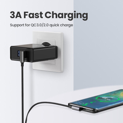 Cáp sạc UGREEN USB C bẻ góc 90 độ hỗ trợ sạc nhanh 20855, 20856, 20857,70875,hàng chính hãng
