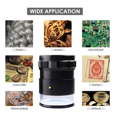 Kính lúp cầm tay có thước đo Terino MG-75A (10x, đèn led, kèm pin sạc) - Hàng chính hãng