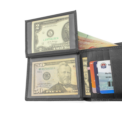 Ví Da Nam, Bóp Da Nam Kim Bảo H28 Da Bò Màu Đen, Nâu, Bò