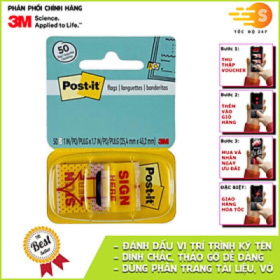 Vỉ 50 miếng noted đánh dấu trình ký Post It Sign Here 3M SB-680-9 - Đánh dấu, phân trang tập vở tài liệu