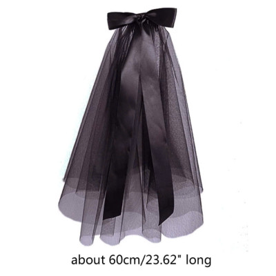 Voan (lúp) Cô dâu và Dạ hội, đi tiệc, sự kiện màu đen đính nơ ruy băng MS: 45533