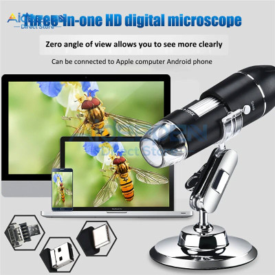 ROGTZ - Kính Hiển Vi Điện Tử Cầm Tay Zoom 1000x 8 Đèn LED - 3 Trong 1 USB/Typec/Micro Cảm Biến CMOS HD 0.3M Phân Giải Cao Lấy Nét Linh Hoạt USB Camera Nội Soi HD Kết Nối Nhiều HĐH Macos/Android/Windows - Hàng Chính Hãng