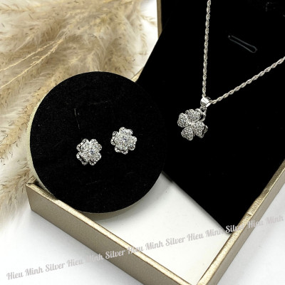 Combo Bộ Trang Sức Bạc Cỏ 4 Lá May Mắn BẠC HIỂU MINH BCB012