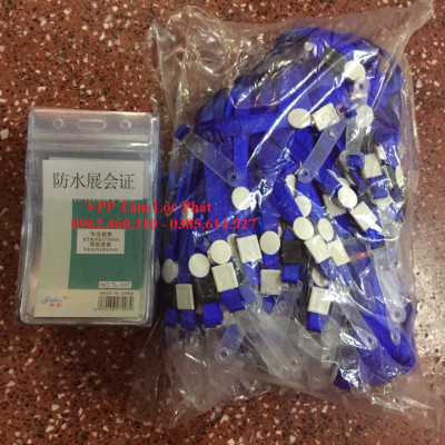SỈ 50 BỘ THẺ ĐEO NHÂN VIÊN 107 (DỌC, KT 65*115mm) + dây đeo thẻ lụa móc nhựa (LOẠI ĐẸP)