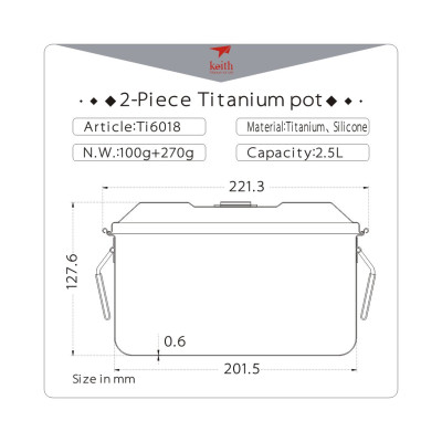 Nồi titanium KEITH Ti6018 2500ml