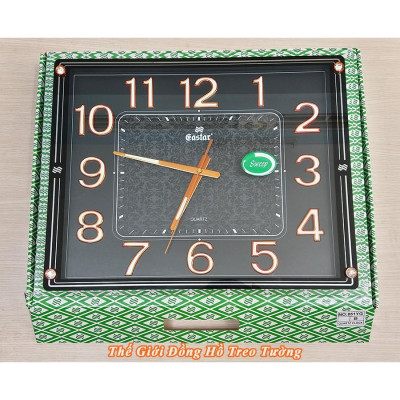 Đồng Hồ Eastar Chữ nhật Mặt Kính Nổi 3D Có Dạ Quang, Kim trôi (Mặt Đen)