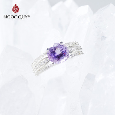  Nhẫn bạc nữ đá thạch anh tím mệnh hỏa. thổ - Ngọc Quý Gemstones